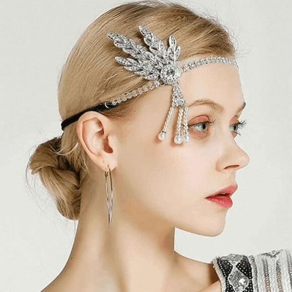 🤍✨ 6PCS 1920s White Accessories Flapper Great Gatsby Retro Costume Set NEW - Picture 3 of 16